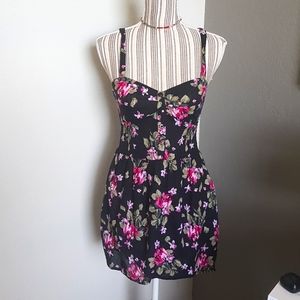 Black floral corsage like mini dress s/m